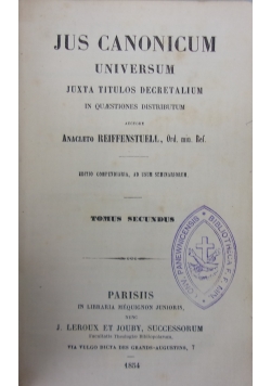 Jus canonicum universum, 1854r.