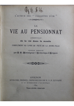 La Vie au Pensionnat 1899 r.