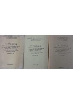 Catalogus codicum manuscriptorum medii aevi Latinorum qui in Bibliotheca Jagellonica Cracoviae asservantur Volumen I /  Volumen II / Volumen III. Zestaw trzech książek