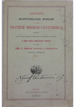 Appendix fratrum minorum capuccinorum, 1924r.