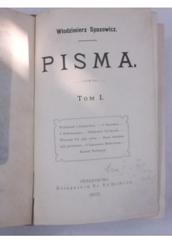 Pisma. Tom I, 1892 r.