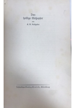 Das heilige Messopfer, 1934 r.