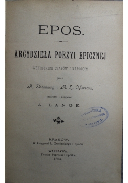 Epos Arcydzieła Poezyi Epicznej 1894 r
