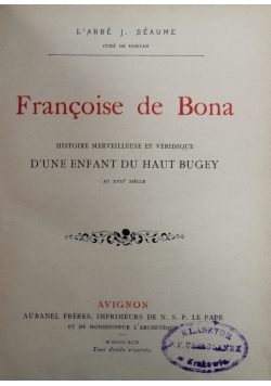 Francoise de Bona 1892 r