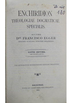 Enchiridion Theologiae Dogmaticae Specialis 1911 r.