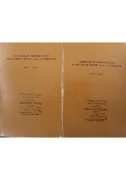 Komunikaty informacyjne Komisariatu Rządu na  miasto Warszawę 2 tomy