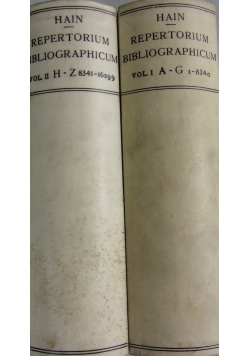 Hain Repertorium Bibliographicum, 1925 r. , 2 tomy