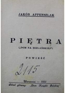 Piętra Dom na Bielańskiej 1933 r