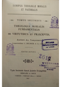 Synopsis theologiae moralis et pastoralis, 1927 r.