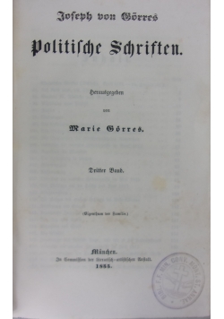 Joseph von Gorres politische Schriften, 1855 r.