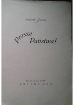 Proszę państwa!, 1929r.
