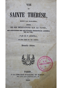 Vie de Sainte Therese 1839 r.