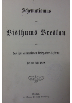 Schematismus des bisthums breslau, 1859r.