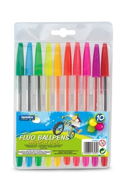 Długopisy Fluorescencyjne Lambo School 10-Kol. W Etui