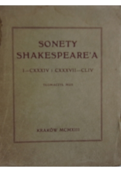 Sonety Shakespeare'a, 1913 r.