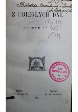 Z ubiegłych dni poezye 1868 r