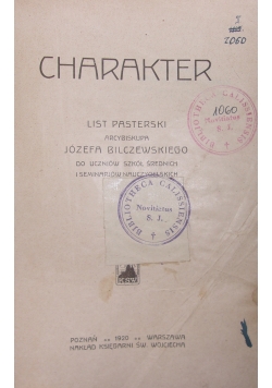 Charakter, 1920 r.