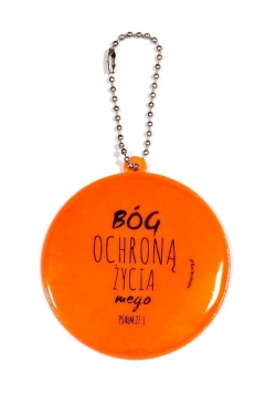 Zawieszka odb.pomarańcz. koło 6,5cm-Bóg ochroną