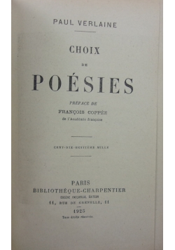 Choix de poesies, 1925 r.