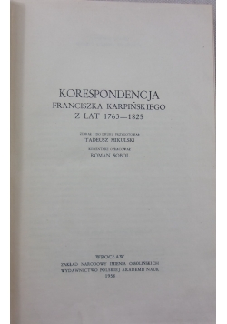 Korespodencja Franciszka Karpińskiego z lat 1763-1825 tom IV