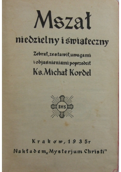 Mszał niedzielny i świąteczny ,1935 r.