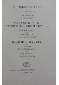 Sugar Orthoesters and their synthetic applications