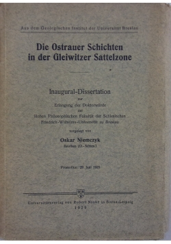Die Ostrauer Schichten in de Gleiwitzer Sattelzone, 1929r.