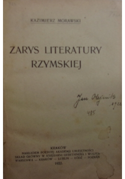 Zarys literatury rzymskiej, 1922 r.