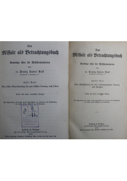 Das Missale als Betrachtungsbuch Tom 1 i 2 ok 1916 r