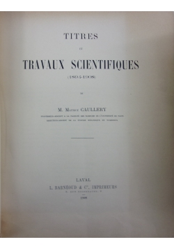 Titres Et Travaux Scientifiques,1908r.
