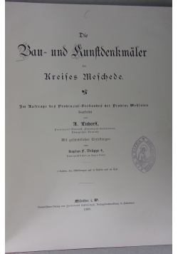 Die Bau-und Kunstdenkmäler des kreises meschede, 1908r.