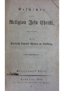Geschichte der Religion Jezu Christi, tom 14, 1818r.