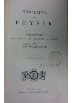 Geschichte der physik,1879r.