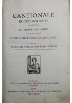 Cantionale Ecclesiasticum 1933 r.