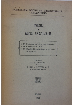 Thesis in Actus Apostolorum, 1931 r.