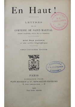 En Haut Lettres de la Comtesse de Saint Martial 1905 r.