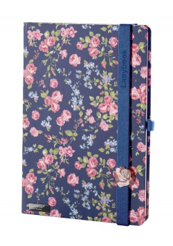 Notes A6 Lanybook Bloomy Rose w kratkę niebieski