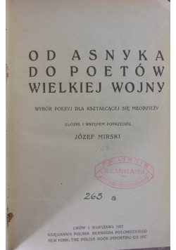 Od Asnyka do poetów wielkiej wojny, 1921 r.