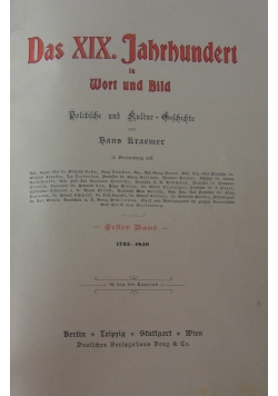 Das XIX Jahrbunder in Wort und Bild, ester band 1795-1840