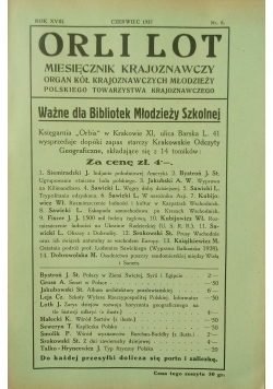 Orli Lot Miesięcznik Krajoznawczy, Rok XVIII, Nr. 6, 1937 r.