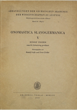 Onomastica Slavogermanica V