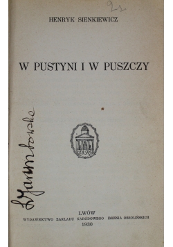 W pustyni i w puszczy 1930r
