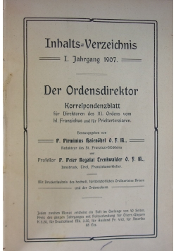 Der Ordensdirektor, 1907 r.