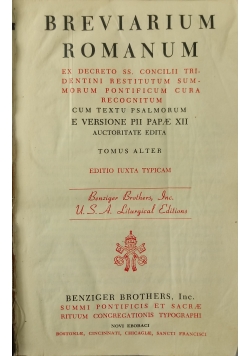 Breviarium Romanum Tomus Alter