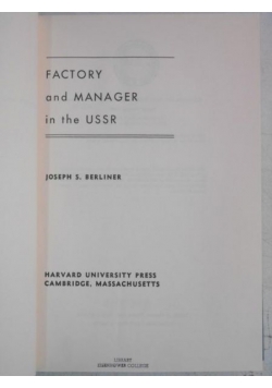 Factory and Manager in the USSR