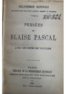 Pensees de Blaise Pascal 1896 r / Essais de Montaigne 1893 r / Satires Le Lutrin 1896 r