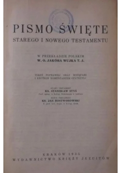 Pismo Święte Starego i Nowego Testamentu, 1935r.