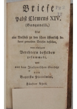 Briese  Papst Klemens XVI, 1779 r.