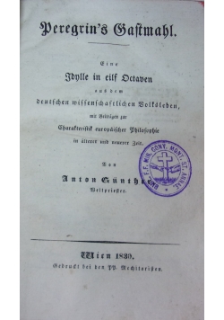 Peregrine's Gastmahl, 1830 r.