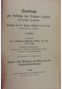Handbuch für leitung des dritten ordens, 1928 r.
